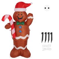 4.92ft Christmas Inflatable Gingerbread Man Cute Rapid Inflation Blow Up Gingerbread Man for Garden