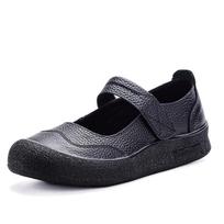 Whole cowhide summer new mother shoes round head wide fat feet shoes children medium heel platform Mary Jane shoes single shoes 35