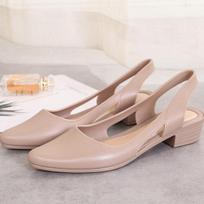 Naujos Moteriškos Basutės Slingback Atsitiktinės Neslystančios Paplūdimio Avalynė Moteriai Smailus Pirštas Stambūs Vidutinio Aukščio Kulniukai Šlepetės Cleisure Stilius 36 abrikosas