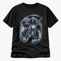 Grim Reaper Biker T-Shirt Skull Motorcycle Death Rider Gothic Horror Unisex Tee M
