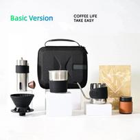 Portable Hand Coffee Grinder Set – Outdoor Camping Travel Manual Burr Mill with Pour Over Kit Basic Version balta