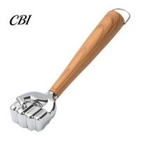 Heavy Duty Meat Pounder Tenderizer Hammer, with Ergonomic Wooden Handle, Non-Slip Grip Stainless Unique Design Steel Fist-Shaped Mallet, Kitchen Tool