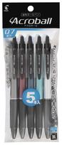 PILOT Acroball T Series Ballpoint Metallic 5 Black Oil-Based Pens, 5-Pack, 0.7mm, Colors, (PBAB75FT5PB)