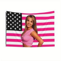 1Pc Britney Spears Y2K Wall Tapestry American Flag Design With Iconic Pose Horizontal Peach Light Culture Room Decor 40x60CM