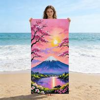 Cherry Blossoms At Mount Fuji Beach Towel Quick-Drying Towel For Beach Pool Sport Yoga Gym Home Towel Gift For Friends Sand Free 40X60CM