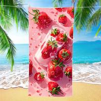 Quick Dry Strawberry Pattern Beach Towel Soft Microfiber Absorbent Lightweight For Travel Camping Sportsmodern Rectangulardesign 70X140cm