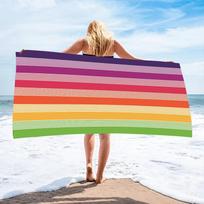 Rainbow Multicolor Vertical Stripe Series Print Microfiber Portable Beach Towel For Family Summer Beach Trip 50x100cm