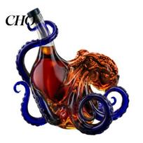 Whiskey Display Bottle 3D Octopus Decanter, Nautical Art Collectible Bottle, 350ml Glass Decorative Spirits Liquor Home Bar Decanter for Wine Shaped