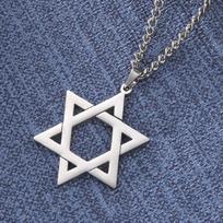Dawapara Dovydo žvaigždės karoliai Nerūdijančio plieno žydų heksagramos apsaugos amuletai Pakabukai Karoliai Religiniai papuošalai gray