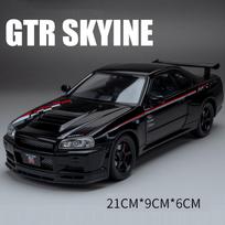 1:24 GTR SKYLINE Model Toy Supercars Alloy Diecast Popular Sports Cars Sound Light Doors Opened Pull Back Kids Christmas Gifts