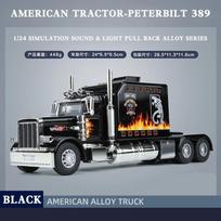 1/24 Tractor-Peterbilt 389 Alloy Model Car Toy High Simulation Metal Diecast Toys Models with Sound Light Boys' Gifts Collection juoda