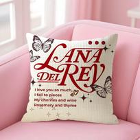 Singer L-Lana Del Rey Cushion Cover Natural Linen Pillow Case Double-Sided Print Decorative Sofa Pillowcase Home Decor Gift Peach skin 18*18(CM)-1Pcs