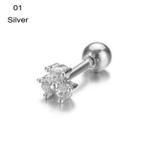 Helix Tragus  Cross Flower Crown Body Jewelry Silver Gold Color CZ Ear Piercing  Stud Earrings 1 sidabras