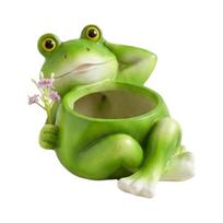 Decorative Succulent Planter Cartoon Flower Container Funny Lying Frog Figurine  Tabletop Resin