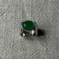 Prabangus chalcedono agato žiedas - Elegantiškas kinų stiliaus, universalus platus žiedas, atviras dizainas moterims J5975 black