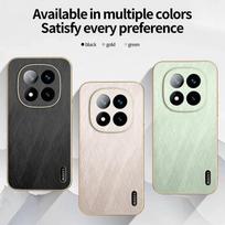 For Xiaomi Redmi Note 14 Pro+ 5G Phone Case Luxury Brushed Leather Electroplated Bumper Soft TPU Cover Redmi Note 14 Pro 5G (Global) žalia