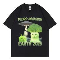 Florp Lnvasion Funny Alien Brainrot Cat Dank Meme T Shirts Fashion Y2k Clothing Short Sleeve T-shirt Unisex Casual Cute T-shirts S juoda
