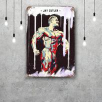 Jay Cutler kultūristas Vintažiniai metaliniai skardos ženklai Plakatai Dekoras Retro metalinė plokštelė Sienos meno dekoras Garažui Barui 20x30cm（7.8x11.8inch） gray