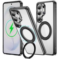 Luxury Clear 360 Rotate Stand Holder For Magsafe Case For Samsung Galaxy S26 Ultra S26 Plus Candy Color Anti-skid Frame Cover Galaxy S26