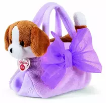 Trudi Pliušinis žaislas - šuniukas rožiniame krepšyje, 15 cm