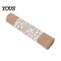 Vintage Lace Table Runner Burlap Runner, Rustic Natural Jute Farmhouse Retro Style Decor Hessian Tablecloths for Country Wedding Birthday Thanksgiving 30x180cm Fresh linen