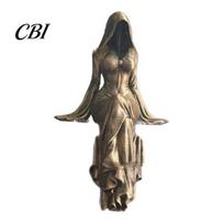 Tamsaus akademinio stiliaus ornamentas 3D spausdinta moters pjautuvo figūrėlė, su gobtuvu mergaitės statulėlė, gotikinė knygų lentynos dekoracija, dervos stalo dekoras, fantazijos ornamentas, A