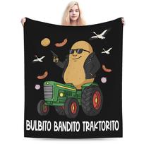 Italian Brainrot Bulbito Bandito Pattern Flannel Printed Blanket Suitable For All Seasons For Living Room Office Sofa And Travel 70x100cm28x39in