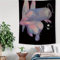Starry Night Angel Tapestry, Versatile Backdrop For Bedroom Living Room Office Dorm Party Decoration & Live Streaming 40X60cm