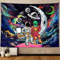 Sanzu Funny Astronaut Alien Tapestry | Flat Printed Trippy Galaxy Blacklight Poster Wall Art For Boys Bedroom & College Dorm 40X60CM