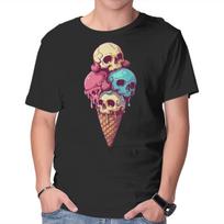 Unisex Crew Neck T-Shirt Skull Ice Cream Graphic Short Sleeve Casual Tee XL