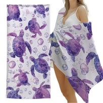 1PC Purple Sea Turtle Watercolor Beach Towel, Quick Dry Lightweight Polyester Towel, Soft Absorbent Ocean Themed Towel for Swimm 50X100cm