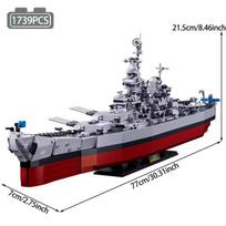 1739 vnt. Antrojo pasaulinio karo USS Missouri linijinio laivo konstravimo kaladėlės Karinių karo laivų Karinio jūrų laivyno laivyno modelio kaladėlės Žaislas Vaikams Gimtadienio Dovana Moc No Box juoda