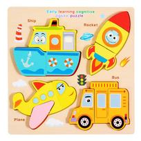 Matching Toys Wooden Toys 3D Puzzles Montessori Interactive 4 in 1 Puzzle Board Pattern Cognitive DIY Animal Traffic Jigsaw Toys