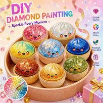 Full Round Diamond Painting Cute Bao Bun Mosaic Craft DIY Embroidery Kit Anti Stress Relief Room Wall Art Decor Unique Gift Idea