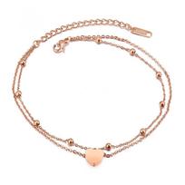 Lokaer Fashion Bohemia Double Layer Stainless Steel Heart Charm Bracelets For Women Rose Gold Plated Chain Link Bracelet B18197