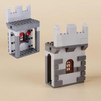 MOC Viduramžių pilis Burg statybinių kaladėlių rinkinys Kalėjimo furgonas Laužas Senovinė siena Duonkepė Arklidė Bažnyčia DIY kaladėlės Žaislai Berniukų dovana gray