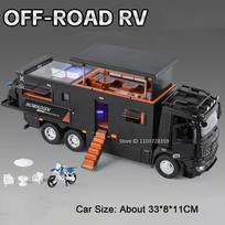 1:18 Scale RV Miniature Model Toy Off-road Cars Alloy Diecast Slide Forward Doors Opened Foldable Rearview Mirror Home Ornaments juoda