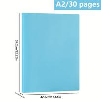 1pc A2 Diamond Painting Storage Book - 30 Transparent Bags, 60 Paintings Double-Sided, Thickened PP Large Capacity Organizer mėlyna