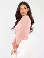 Moteriška ilgomis rankovėmis proginė palaidinė šviesiai rožinė