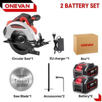 ONEVAN 7 colių 185 mm belaidis elektrinis diskinis pjūklas su skaitmeniniu ekranu, medžio apdirbimo pjovimo įrankis Makita 18V baterijai 2 Battery EU Plug
