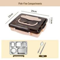 304 Stainless Steel Lunch Box with Compartments, Handle & Thickened Design for Office Workers, Students, and Kids