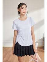 Women's Quick-Dry Yoga & Running Slim Fit Short Sleeve Tee 2XL šviesiai violetinė spalva