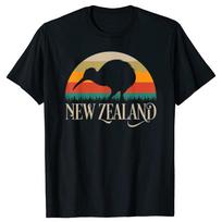 Fun New Zealand Kiwi Bird Retro Pattern T-shirt, Stylish Casual Style, Loose Fit T-shirt.Summer Streetwear Graphic T Shirts Y... S įvairiaspalvis