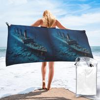 RMS Titanic Paplūdimio rankšluostis Minkštas mikropluoštas Greitai džiūstantis Sugeriantis Greiti rankšluosčiai voniai W40*H60(CM) black
