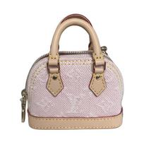 Louis Vuitton Micro Alma Denim Classic Monogram Print Canvas Leather Mini Wallet Women wallet Pink M02763 Basic Set (Bag+Dust Bag) white