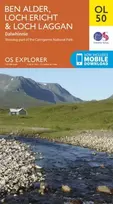 KNYGA Ordnance Survey Ben Alder, Loch Ericht & Loch Laggan, Dalwhinnie