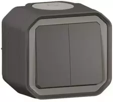 Legrand NEW PLEXO 55 dvigubas jungiklis/dvigubas mygtukas IP55 n/t 10AX antracito spalvos 069775L