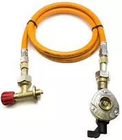 LPG aukšto slėgio oranžinė dujų žarna 80 cm su 20 mm Clip-On adapteriu ir Campingaz 901 / 904 / 907 jungtimi