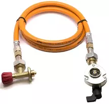 LPG aukšto slėgio dujų žarna 1,5 m su 22 mm Clip-On adapteriu ir Campingaz 901 / 904 / 907 jungtimi
