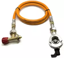 LPG aukšto slėgio dujų žarna 80 cm su 27 mm Clip-On adapteriu ir Campingaz 901 / 904 / 907 jungtimi